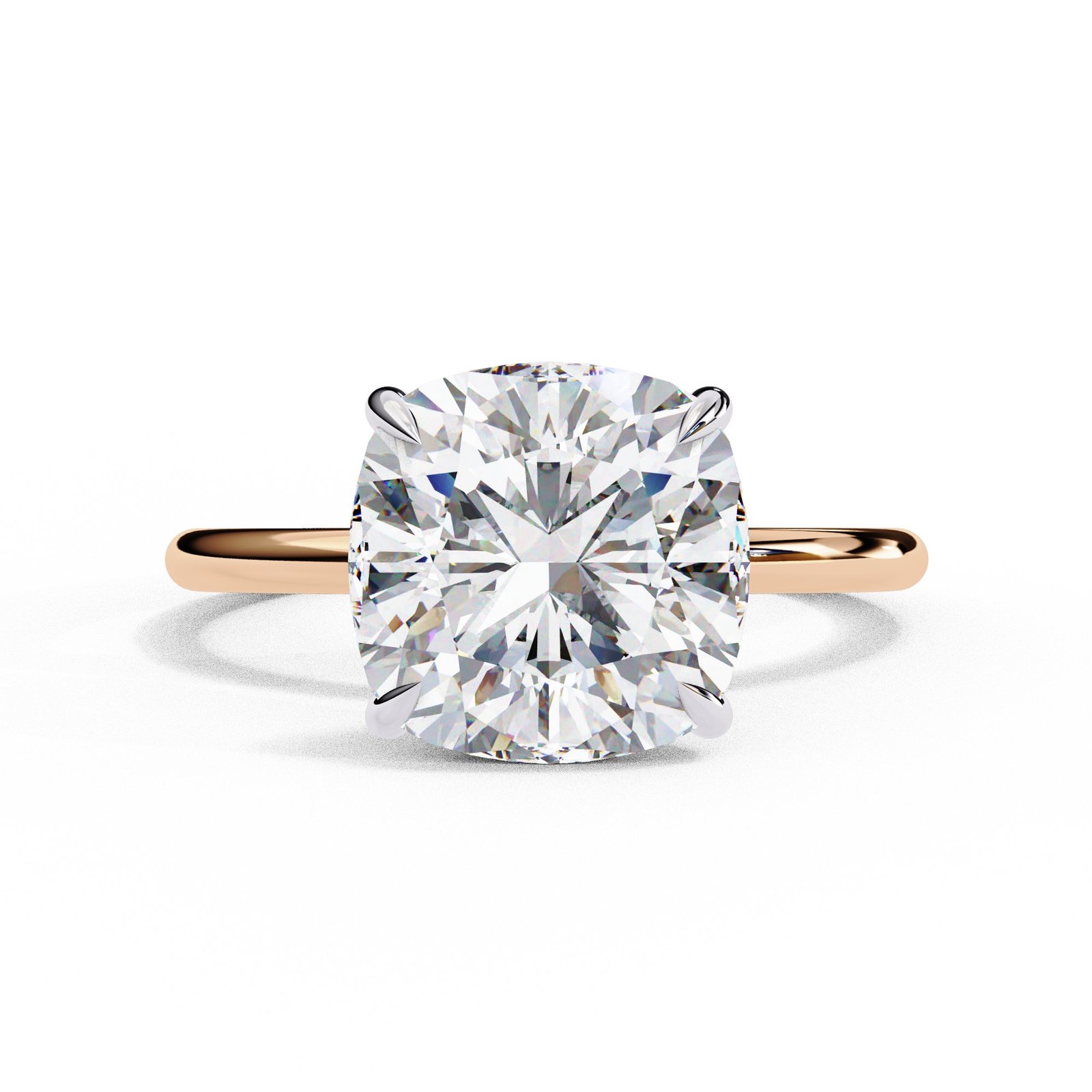 Cushion Cut Solitaire Hidden Halo Engagement Ring